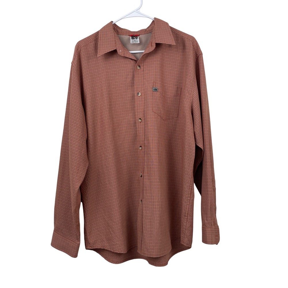 The North Face Mens Large Burnt Orange Plaid Long Sleeve Button Down Shirt